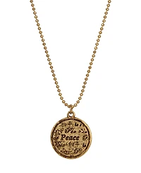 2028 Gold-Tone Multi Language Round Peace Medallion Necklace