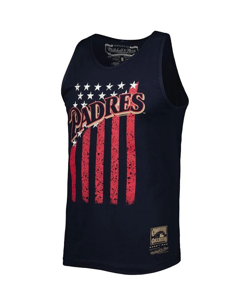 Men's Mitchell & Ness Navy San Diego Padres Cooperstown Collection Stars and Stripes Tank Top