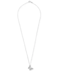Diamond Butterfly 18" Pendant Necklace (1/10 ct. t.w.) in Sterling Silver, Created for Macy's