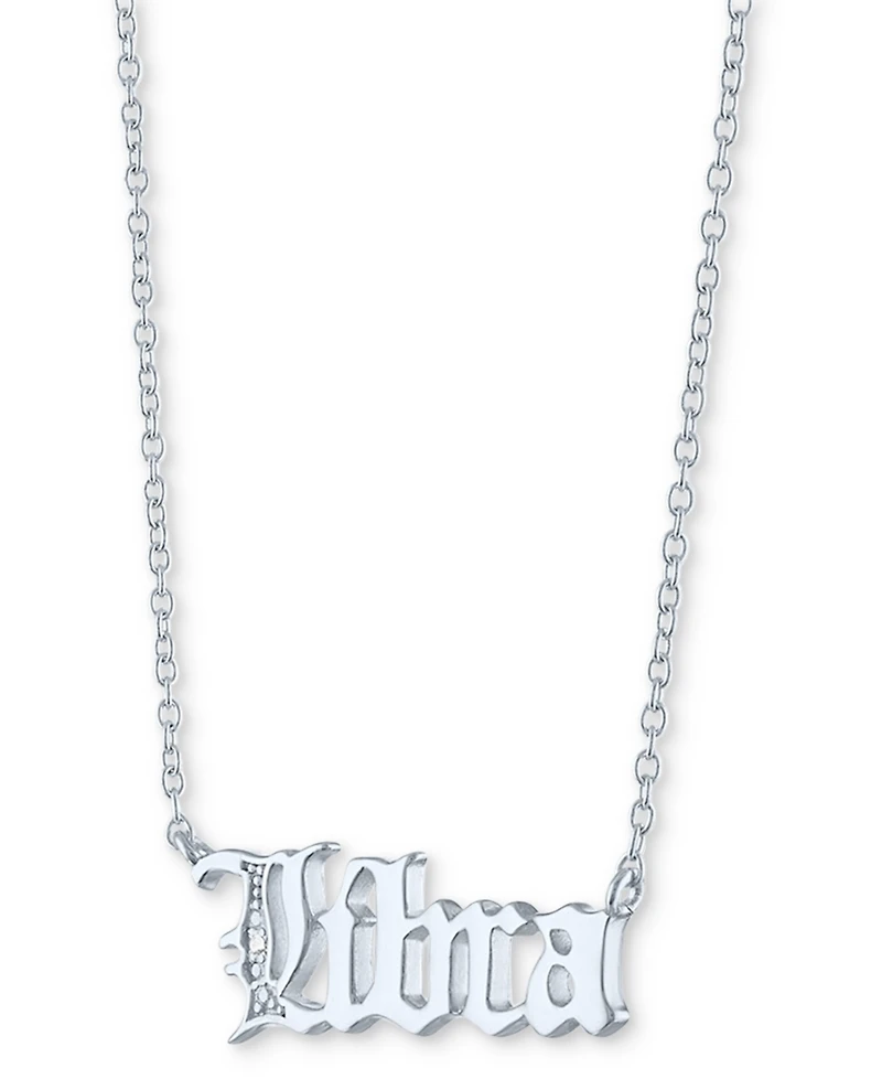 Diamond Accent Zodiac Name 18" Pendant Necklace in Sterling Silver or 14k Gold-Plated Sterling Silver