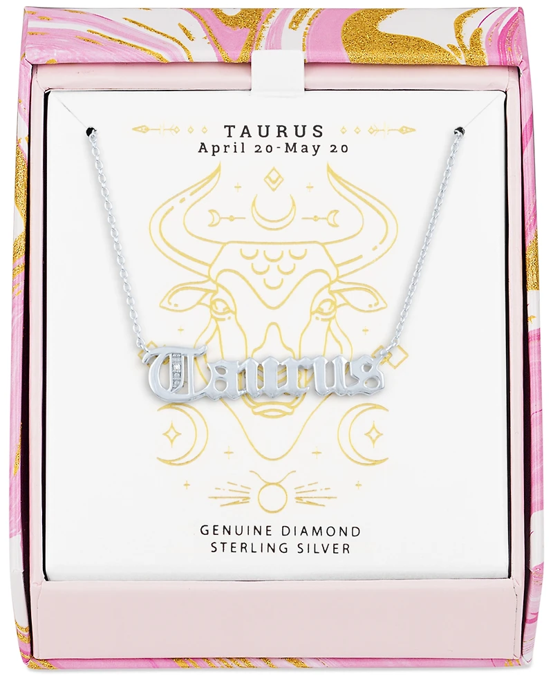 Diamond Accent Zodiac Name 18" Pendant Necklace in Sterling Silver or 14k Gold-Plated Sterling Silver
