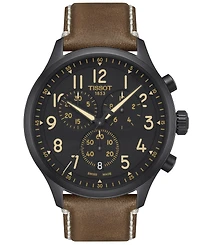 Tissot Men's Swiss Chronograph Xl Beige Leather Strap Watch 45mm