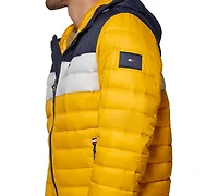 Tommy Hilfiger Men's Quilted Color Blocked Hooded Puffer Jacket