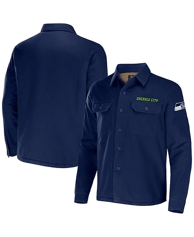 Men's Nfl x Darius Rucker Collection by Fanatics College Navy Seattle Seahawks Canvas Button-Up Shirt Jacket