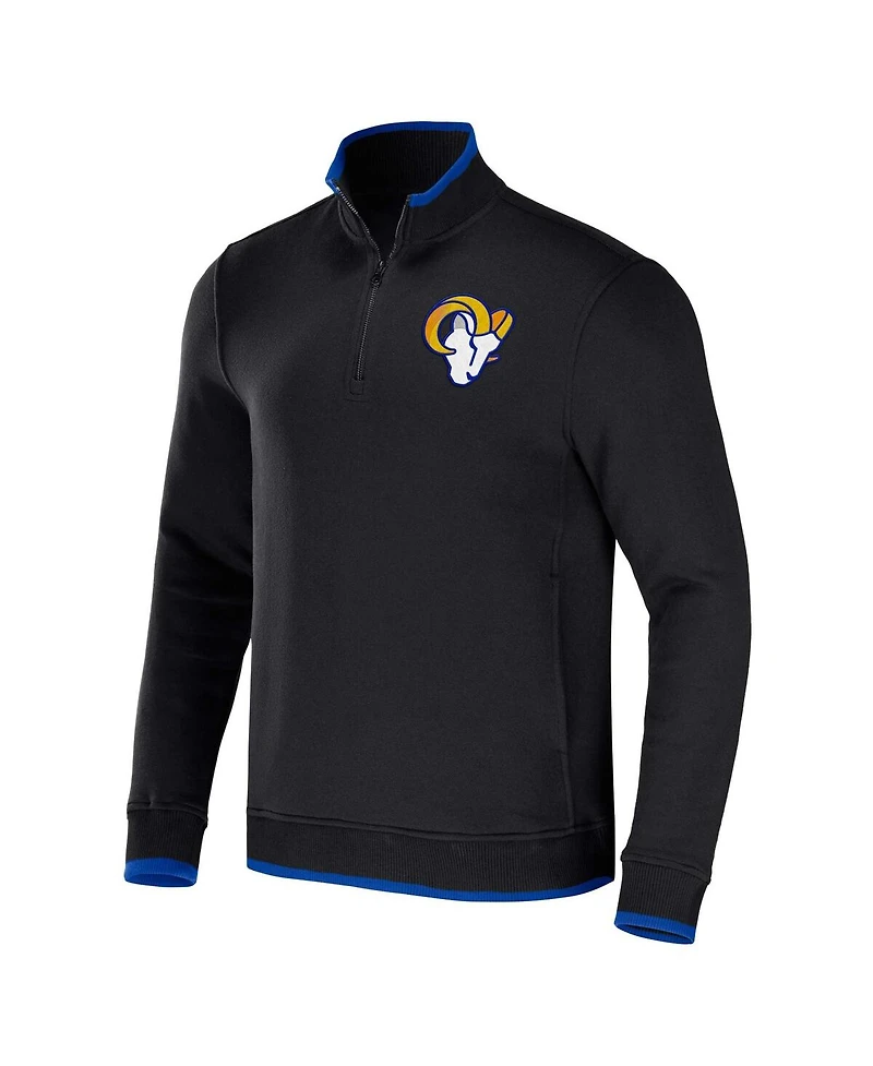 Men's Nfl x Darius Rucker Collection by Fanatics Black Los Angeles Rams Logo Quarter-Zip Top