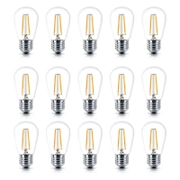 Brightech 15 Pack Bulbs - S14 Bulb E26 Base, 2 Watt, 2500K Warm White Hue