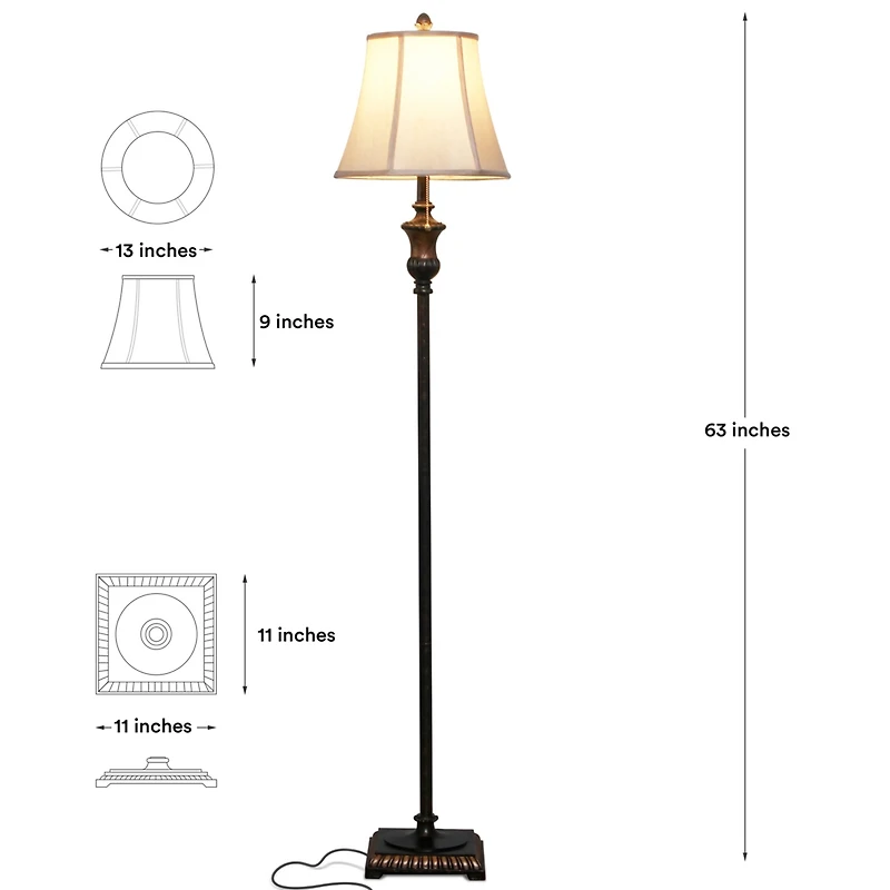 Brightech Sophia 63" Led Classic Floor Lamp with Fabric Shade