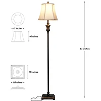 Brightech Sophia 63" Led Classic Floor Lamp with Fabric Shade