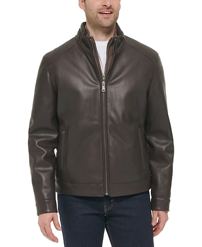 Cole Haan Men's Faux-Leather Motto Jacket