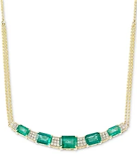 Rare Featuring Gemfields Emerald (4-1/3 ct. t.w.) & Diamond (1/3 ct. t.w.) Collar Necklace in 14k Gold, 16" + 2" extender, Created for Macy's