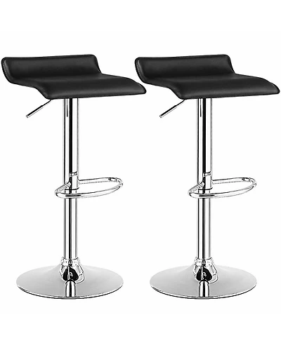 Costway Set of 2 Swivel Bar Stool Pu Leather Adjustable Bar Chair