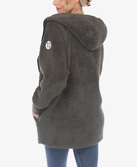 White Mark Women's Plush Hooded with Pockets Jacket