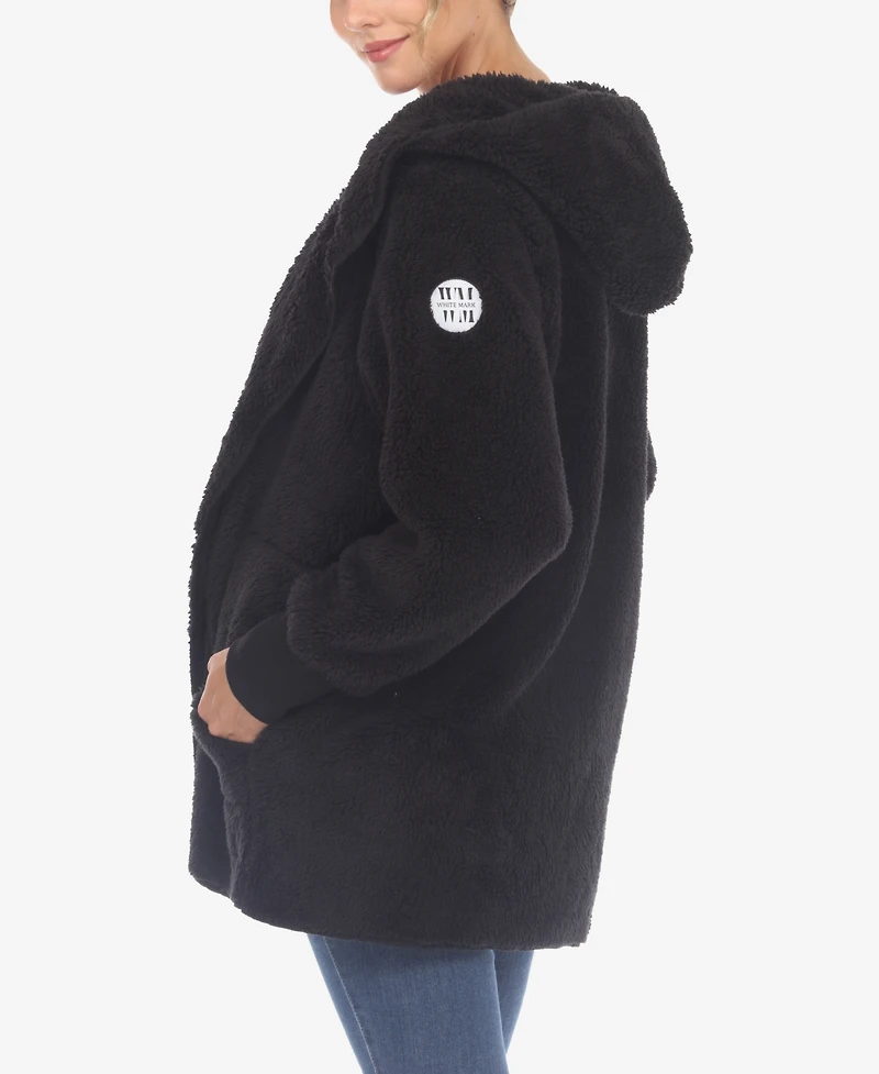 White Mark Women's Plush Hooded with Pockets Jacket