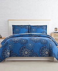 Southshore Fine Linens Midnight Floral 3-Pc. Comforter Set