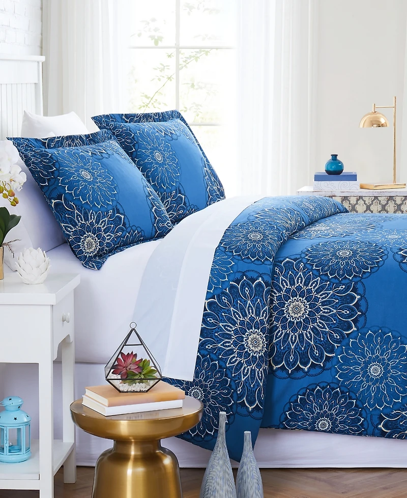 Southshore Fine Linens Midnight Floral 3-Pc. Comforter Set