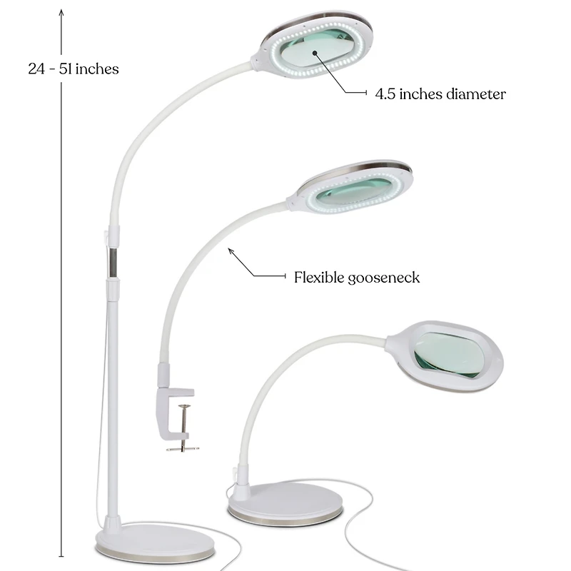 Brightech Lightview Pro Led 3-in-1 Magnifier Floor or Desk Lamp (1.75x) 3 Diopter
