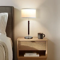 Carter Wood Led Classic Table Lamp with Walnut Finish (26"), Bulb Included