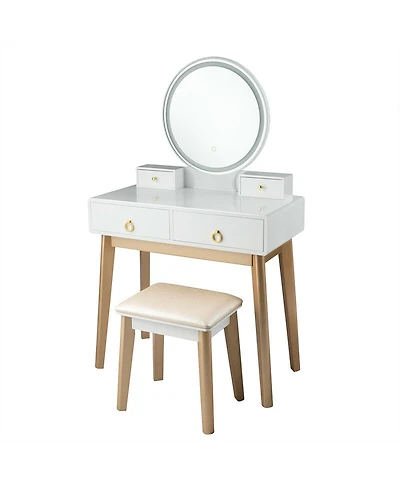 Makeup Vanity Table 3 Color Lighting Modes Jewelry Dressing