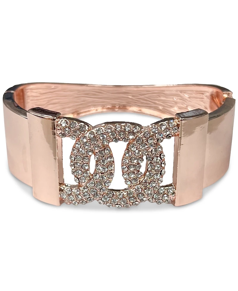 Guess Rose Gold-Tone Pave Bangle Bracelet