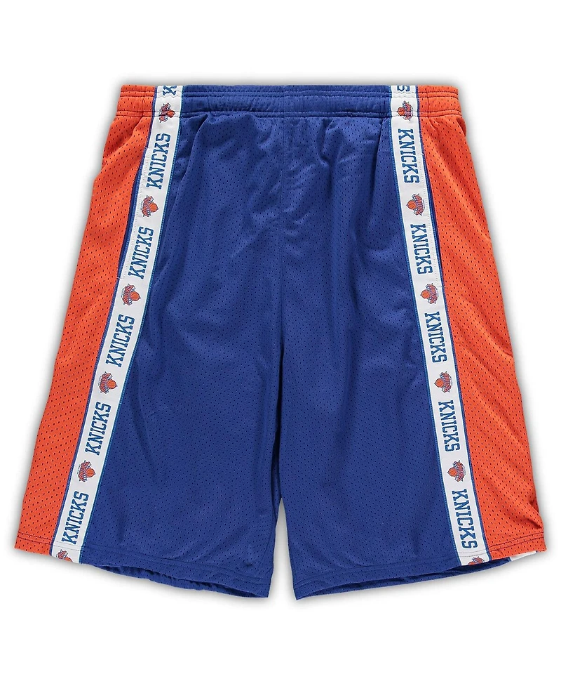 Men's Fanatics Royal and Orange New York Knicks Big and Tall Tape Mesh Shorts