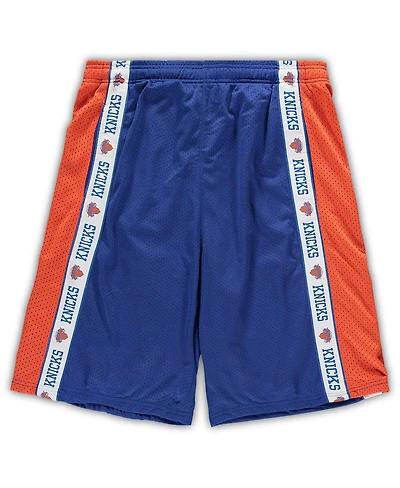 Men's Fanatics Royal and Orange New York Knicks Big and Tall Tape Mesh Shorts