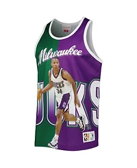 Men's Mitchell & Ness Ray Allen Hunter Green and Purple Milwaukee Bucks Sublimated Player Tank Top