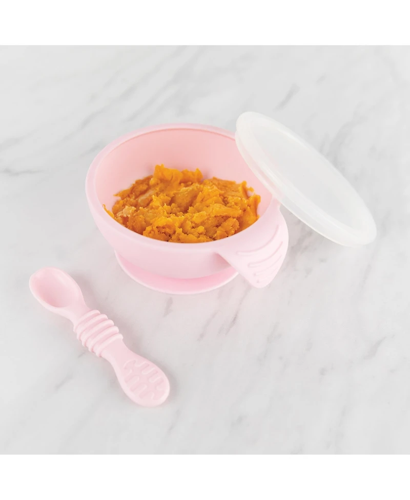Bumkins Baby Bowl with Lid and Spoon First Feeding, 3 Piece Set