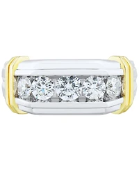 Grown With Love Men's Lab Diamond Horizontal Five Stone Ring (1-1/2 ct. t.w.) 10k Two-Tone Gold