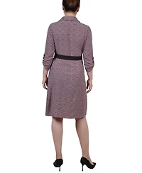 Ny Collection Women's 3/4 Roll Tab Sleeve Shirt Dress
