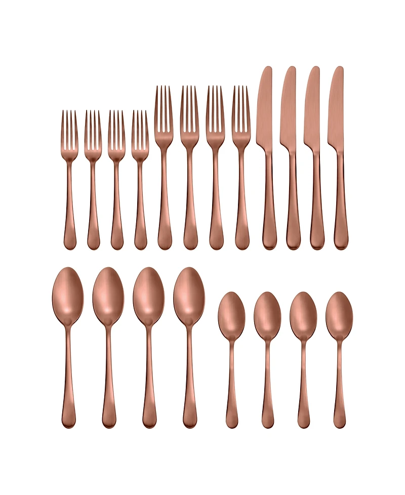 Hampton Forge Mirabella Satin Copper Titanium 18/0 Stainless Steel 20 Piece Set, Service for 4