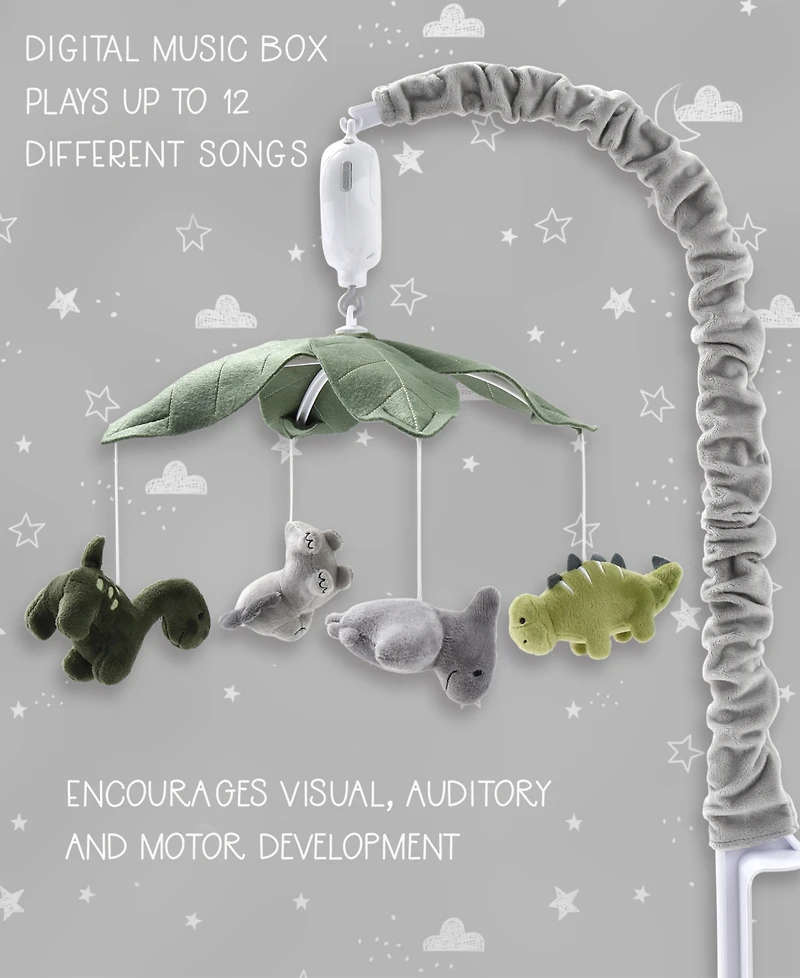 The Peanutshell Baby Crib Mobile for Boys or Girls, Dinosaur, Musical