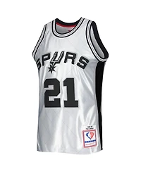 Men's Mitchell & Ness Tim Duncan Platinum San Antonio Spurs 1998-99 Hardwood Classics 75th Anniversary Swingman Jersey