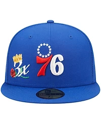Men's New Era Royal Philadelphia 76ers 3x Nba Finals Champions Crown 59FIFTY Fitted Hat