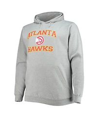 Men's Heathered Gray Atlanta Hawks Big and Tall Heart Soul Pullover Hoodie