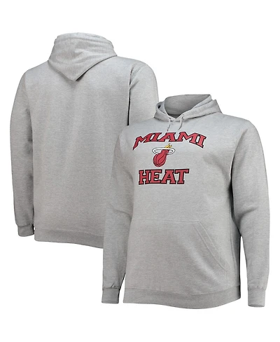 Men's Heathered Gray Miami Heat Big and Tall Heart Soul Pullover Hoodie