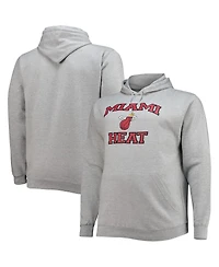 Men's Heathered Gray Miami Heat Big and Tall Heart Soul Pullover Hoodie