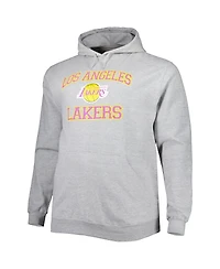 Men's Heathered Gray Los Angeles Lakers Big and Tall Heart Soul Pullover Hoodie