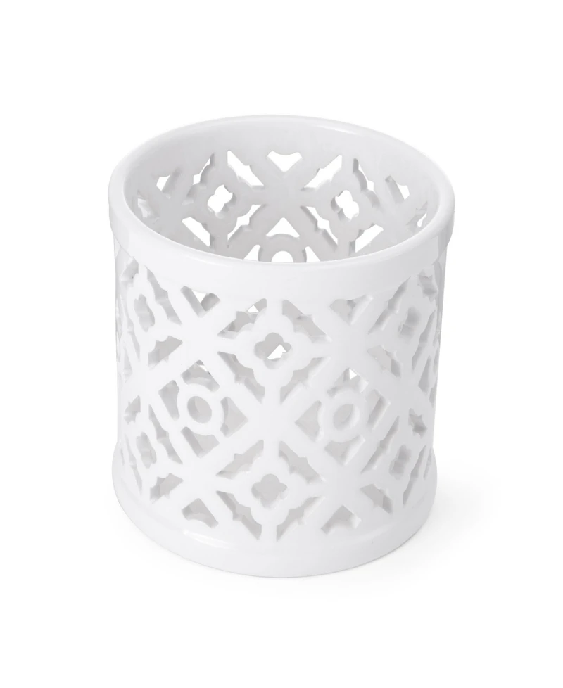 Elements 5" Pierced Quadrefoil Ceramic Lantern