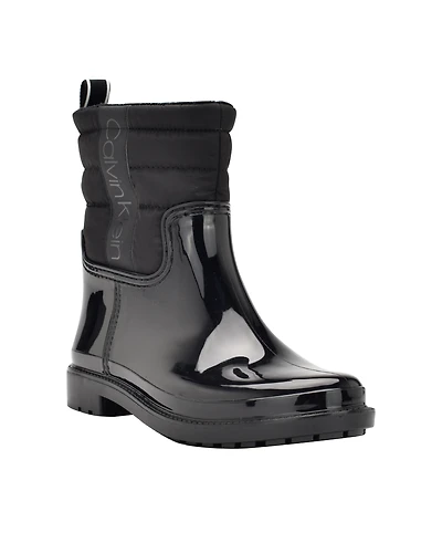 Calvin Klein Women's Sisely Pull-on Lug Sole Logo Cold Weather Rain Booties