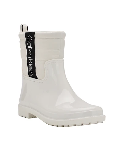 Calvin Klein Women's Sisely Pull-on Lug Sole Logo Cold Weather Rain Booties