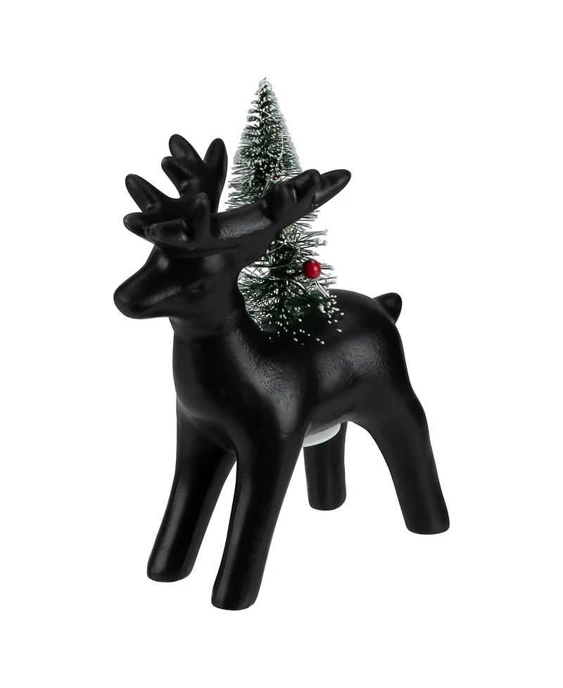 Northlight Led Lighted Ceramic Standing Reindeer With Christmas Tree Warm White Lights, 7.5"
