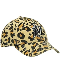 Women's '47 Brand Miami Marlins Tan Cheetah Clean Up Adjustable Hat