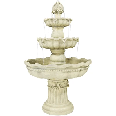 51"H Electric Polyresin and Fiberglass 3-Tier Pineapple Top Outdoor Water Fountain