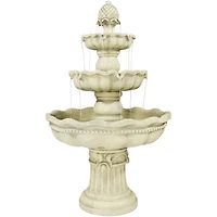 51"H Electric Polyresin and Fiberglass 3-Tier Pineapple Top Outdoor Water Fountain