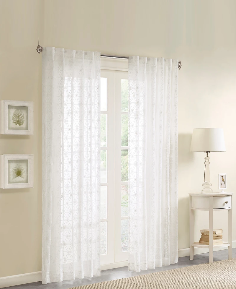 Gemma Sheer Embroidered Window Curtain, inches long Single Panel Curtain, Width 50 curtains sheer for Bedroom and Living Room, Easy To Hang