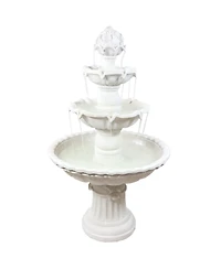 52"H Electric Fiberglass 4-Tier Fruit Top Outdoor Water Fountain, White Finish