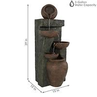 Sunnydaze Decor 39-Inch Cascading Earthenware Pottery Stream Outdoor Water Fountain