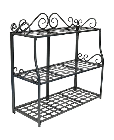 3-Tier Metal Iron Plant Stand with Scroll Design