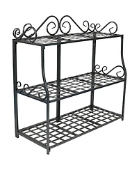3-Tier Metal Iron Plant Stand with Scroll Design