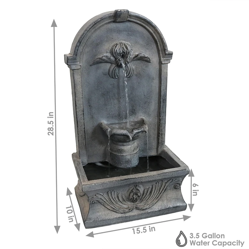Sunnydaze Decor 28-Inch Outdoor French-Inspired Flat Back Water Fountain - Glass Fiber Reinforced Concrete Construction